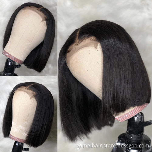 Wholesale Raw Remy Mink Brazilian Straight Virgin Cuticle Aligned Lace Front 10 Short Bob 100% Human Hair Wigs For Black Women